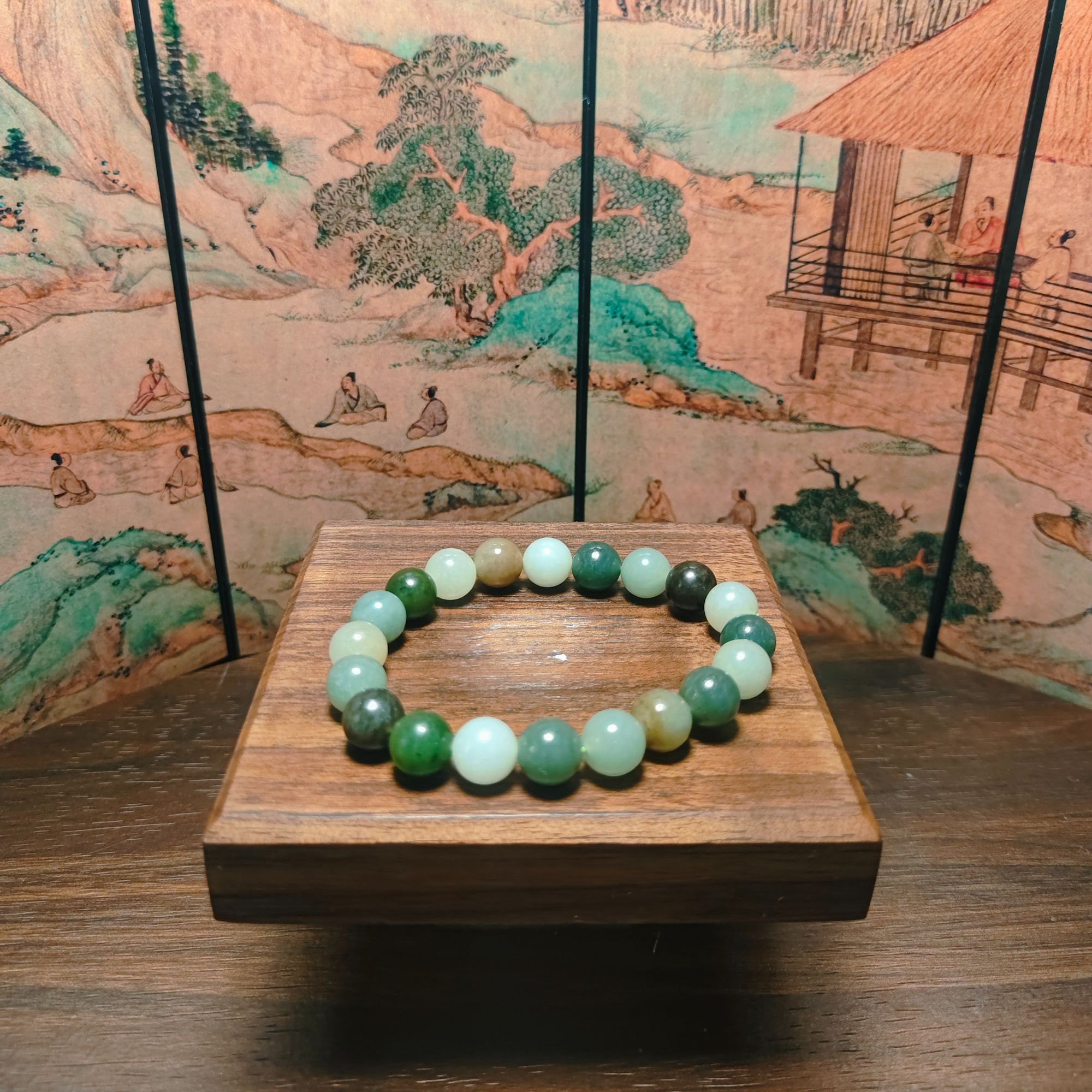 L和田玉多宝圆珠手串（卡10）0354