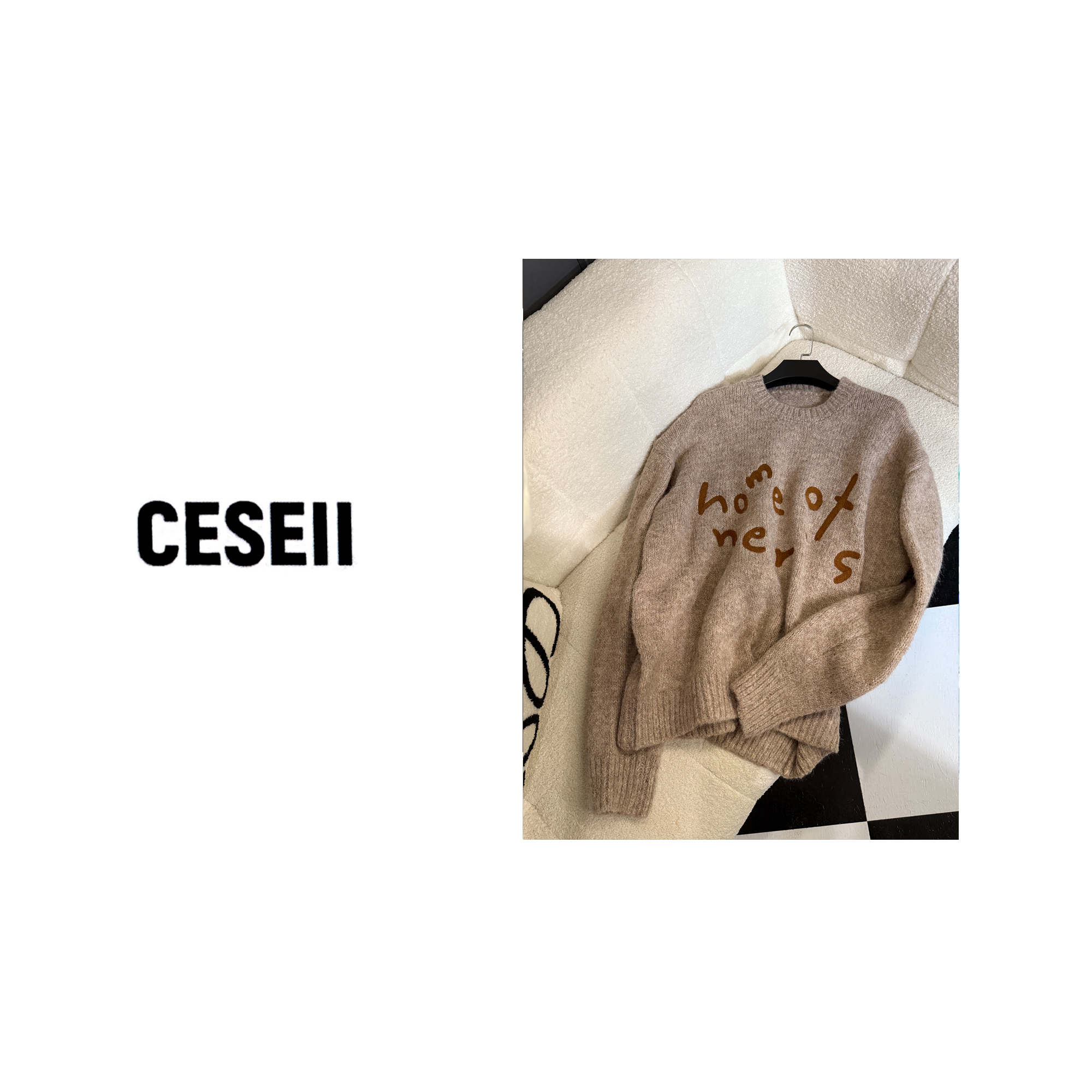 【25XJ809】CESEII秋冬高品质羊毛混纺刺绣工艺多巴胺风毛衣