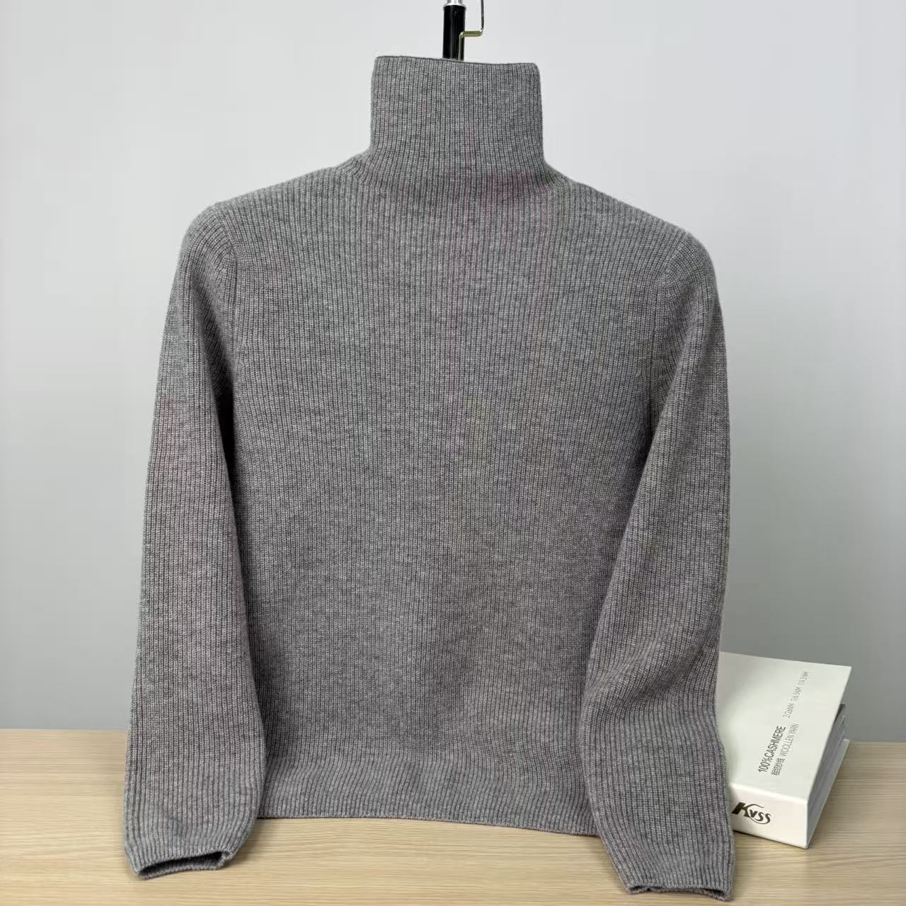 【KVSS品牌纱线】100%纯山羊绒净版秋冬加厚元宝针女式高领打底衫 