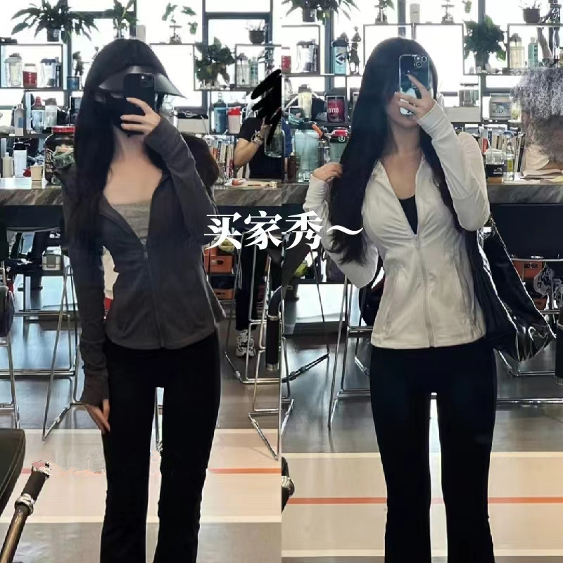 拉链带钢印~lulu瑜伽服Define女士运动外套连帽上衣修身显瘦夹克
