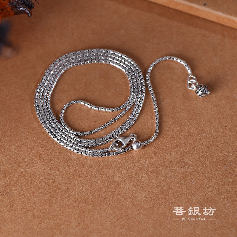 链子925银 【菩银坊】竹节 莲花珠百搭链 可调节长短 60cm