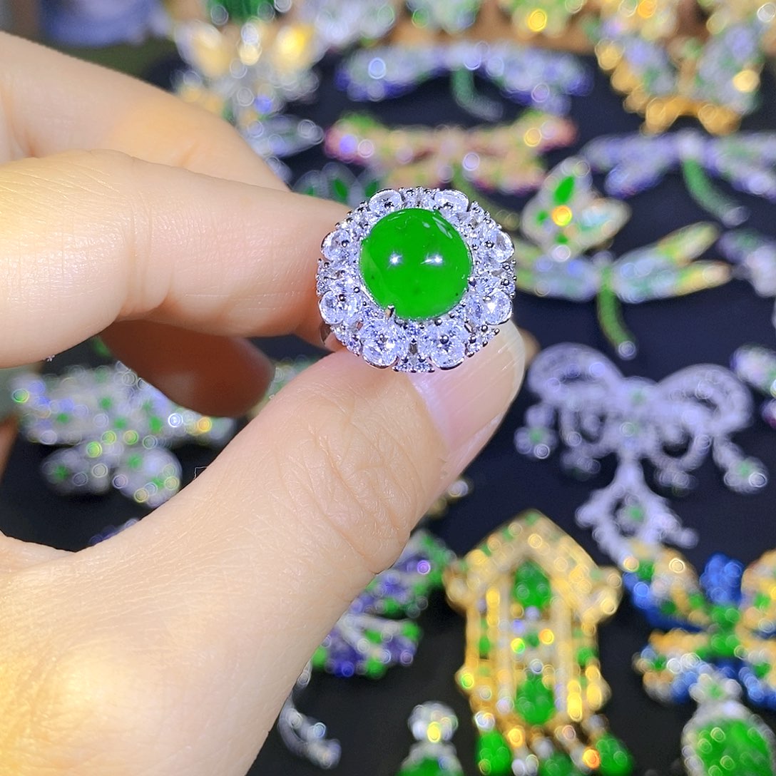 吊坠(不含链)银S925镶嵌翡翠