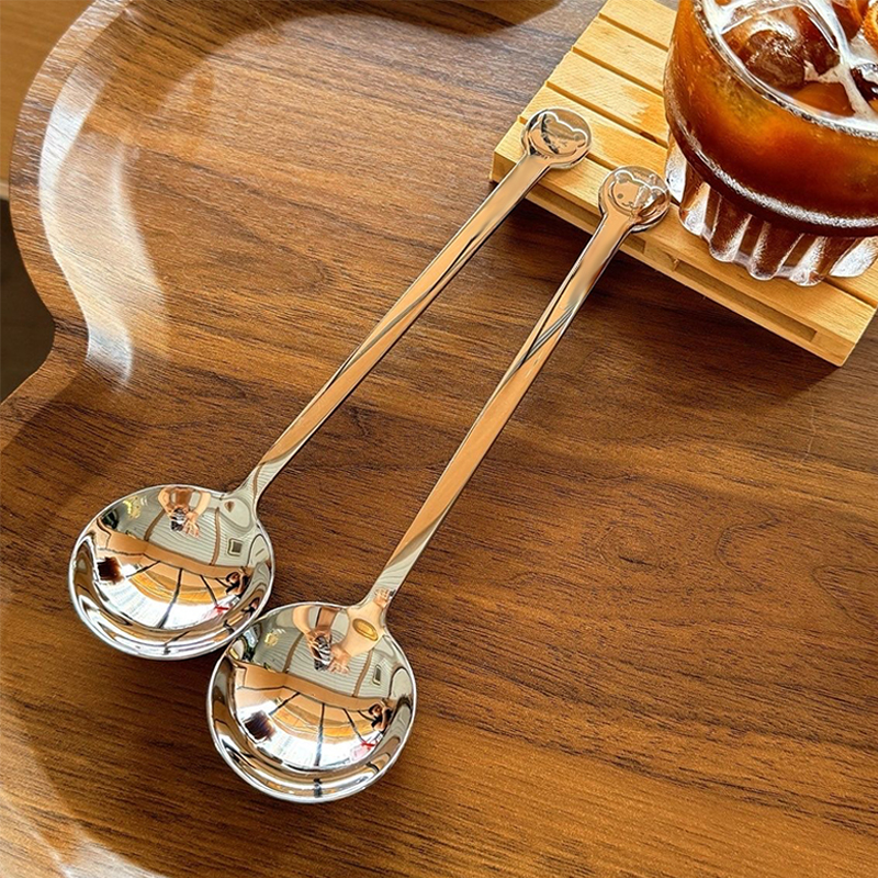 【两支装】可爱叮当勺小熊勺不锈钢家用长柄勺喝汤吃饭勺两支装