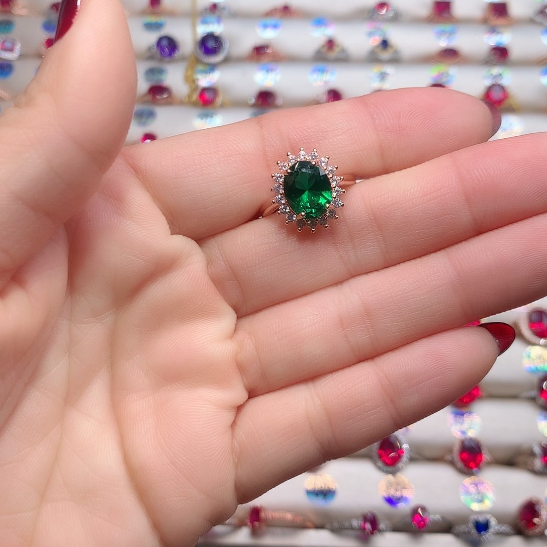 透辉石戒指银S925镶嵌