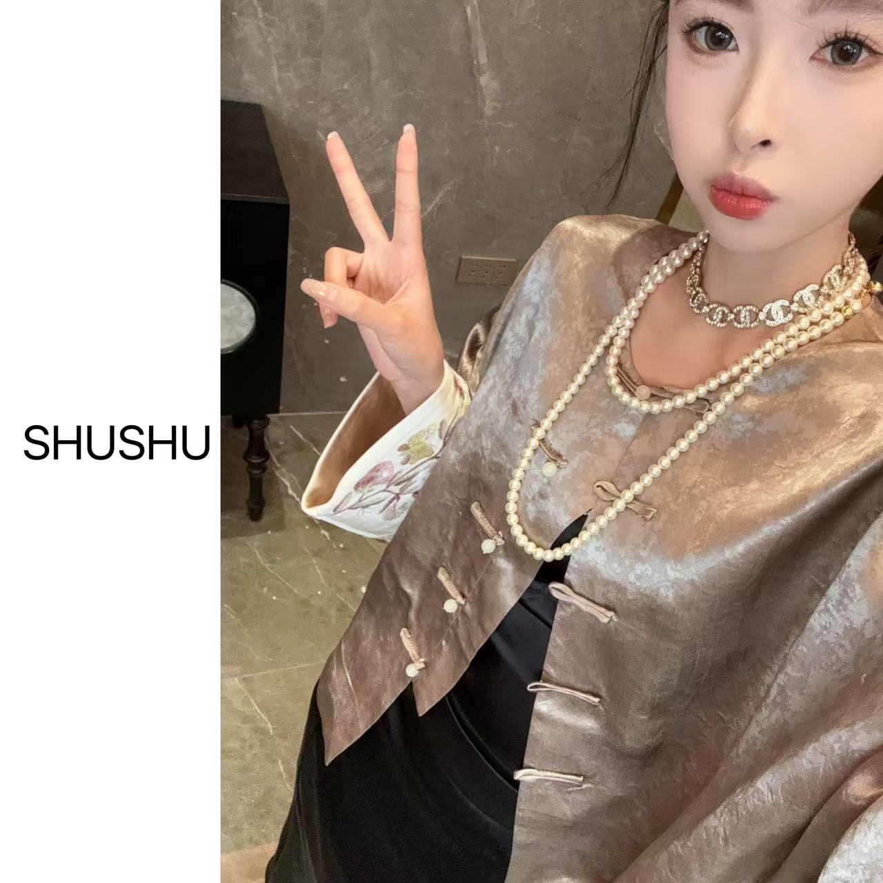 新款【花间令】新中式休闲百搭春季醋酸国风外套上衣