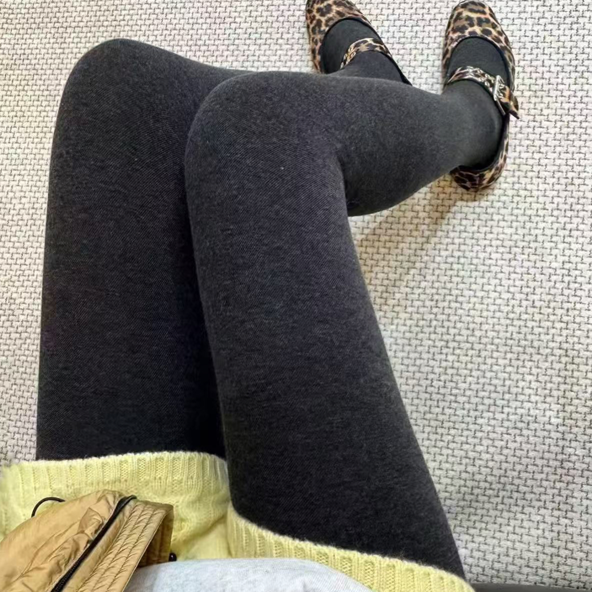 连脚打底裤显瘦高腰加绒弹力平纹
