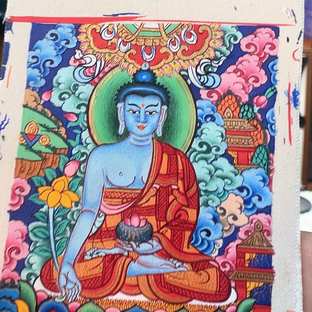 栗***子吊坠纯手绘唐卡药师