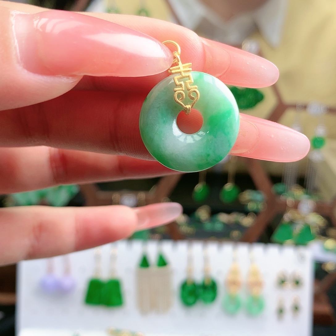 翡翠耳饰银S925镶嵌耳饰