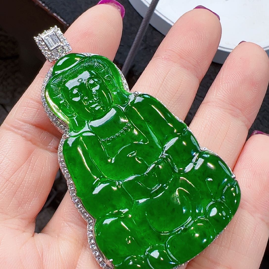 翡翠颈饰18K金镶嵌猫*暖签收后24小时鉴赏期