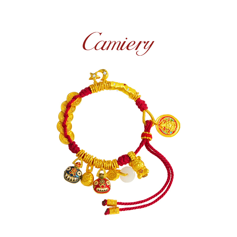  CAMIERY/卡美瑞新中式火焰星月五帝钱手链