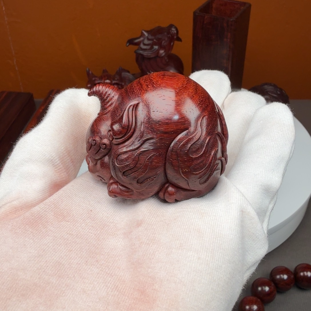 花***O小叶紫檀手串/手链琴料谛听湘工石争