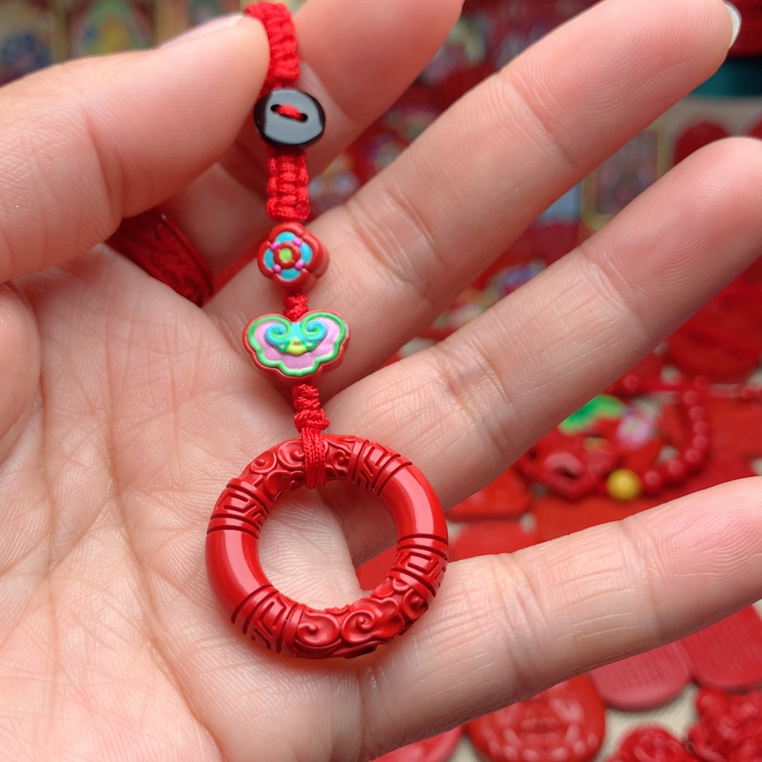 天然辰砂工艺品朱砂钥匙扣