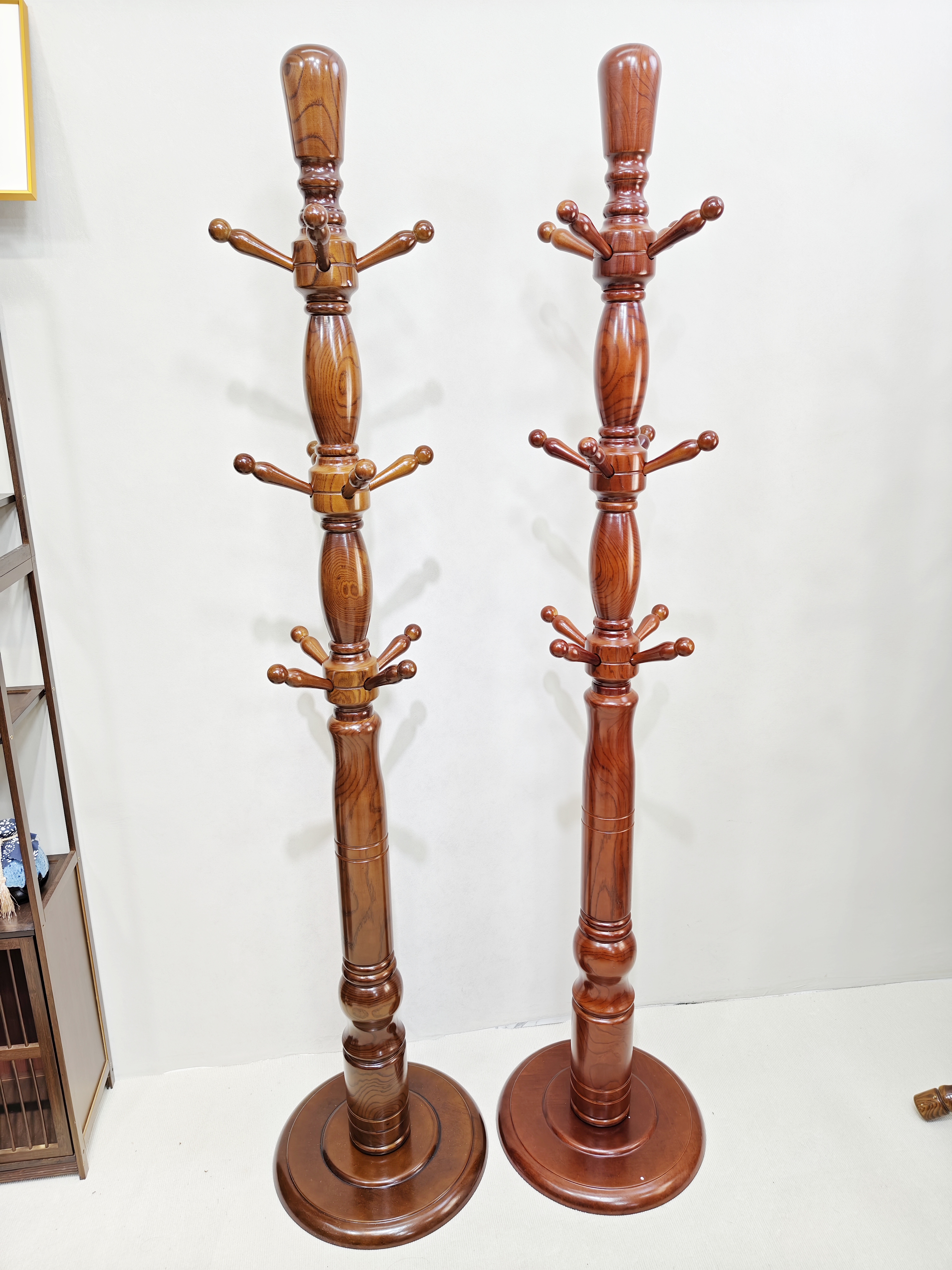 （豪华版）白蜡木12挂钩落地客厅家用挂衣架衣帽架立式衣架