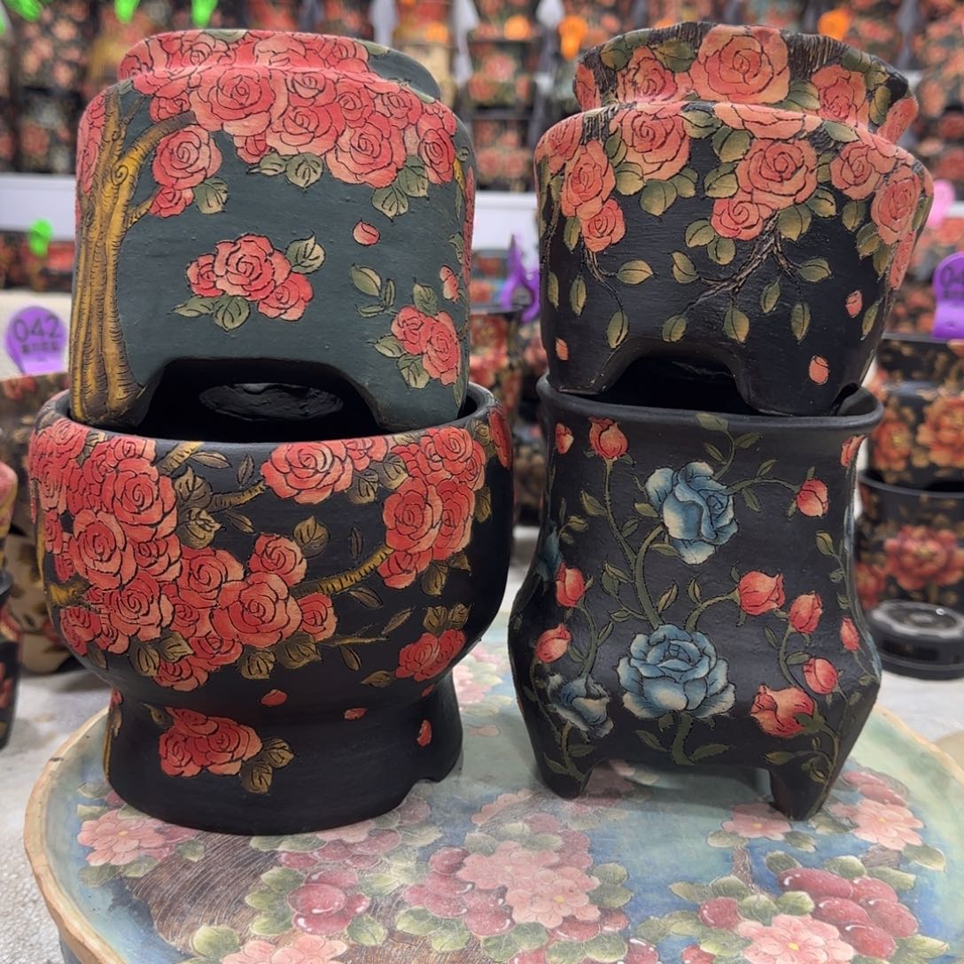 喜****花盆紫砂精品多肉手绘花盆