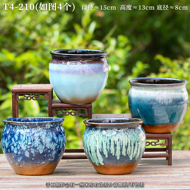 T4-210宜兴花盆简约创意多肉花盆陶瓷大小口径多肉植物粗陶复古素