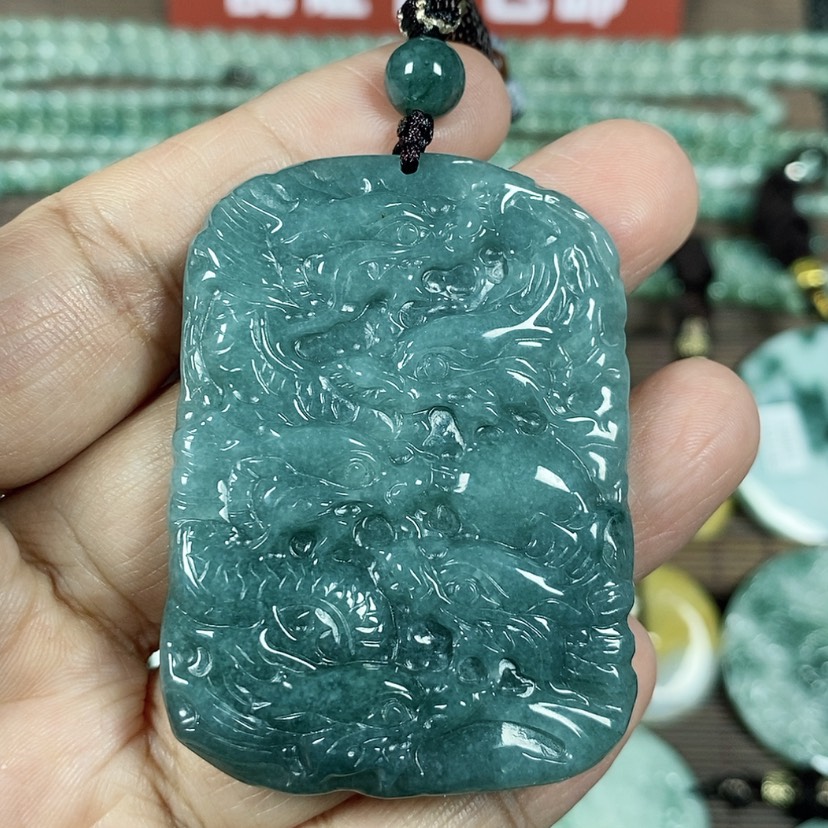 【闪购商品】翡翠颈饰未镶嵌玉吊坠翡翠玉双面九龙牌