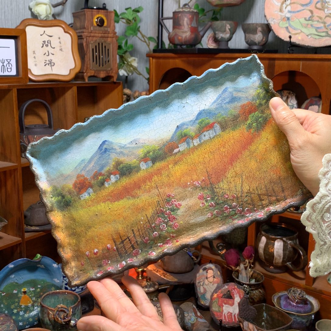 陶油画大师吸水茶盘