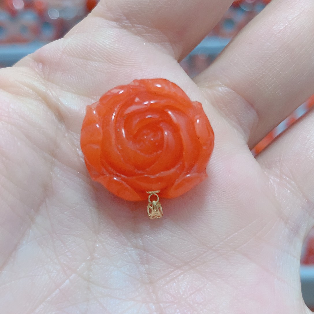 南红玛瑙吊坠(不含链)银S925镶嵌