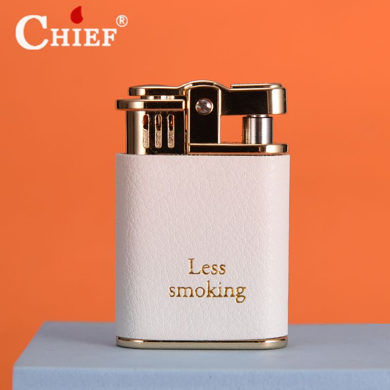 CHIEF首领磕头煤油打火机创意个性头层真牛皮高颜值防风送男友潮