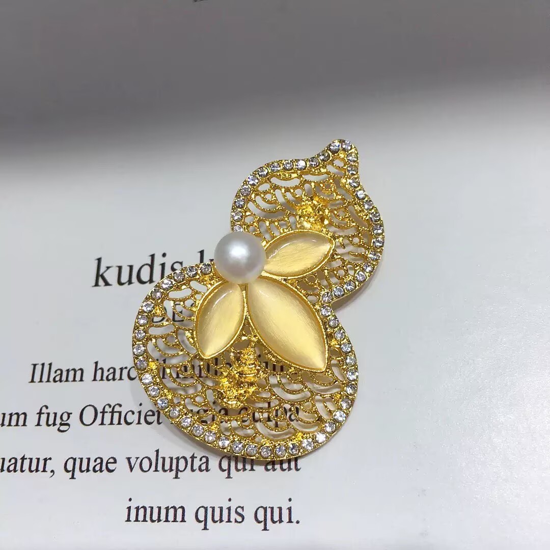 天然淡水珍珠新中式葫芦胸针好运福禄胸花秋冬时尚百搭镶嵌胸饰