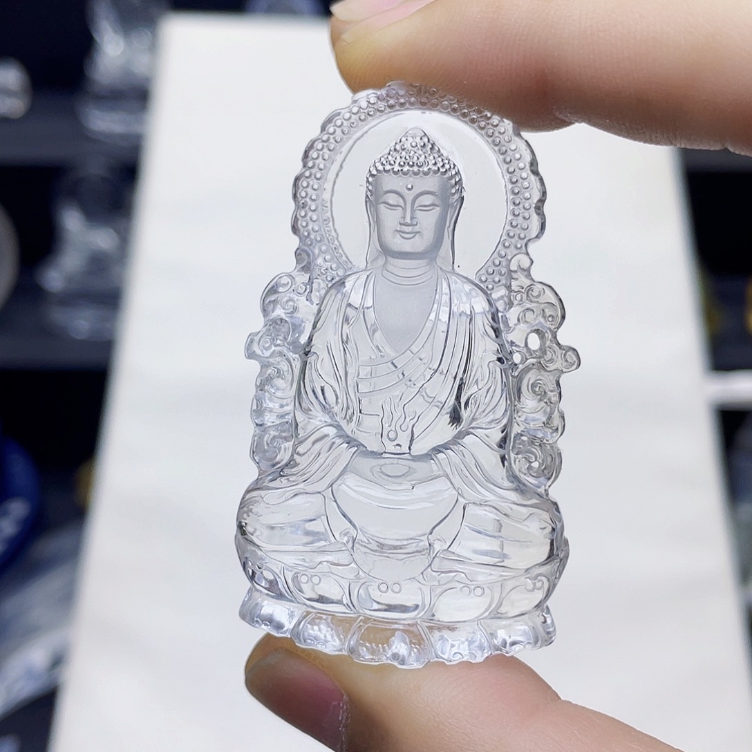 未镶嵌颈饰水晶又****去白水晶大师精雕大日如来吊坠