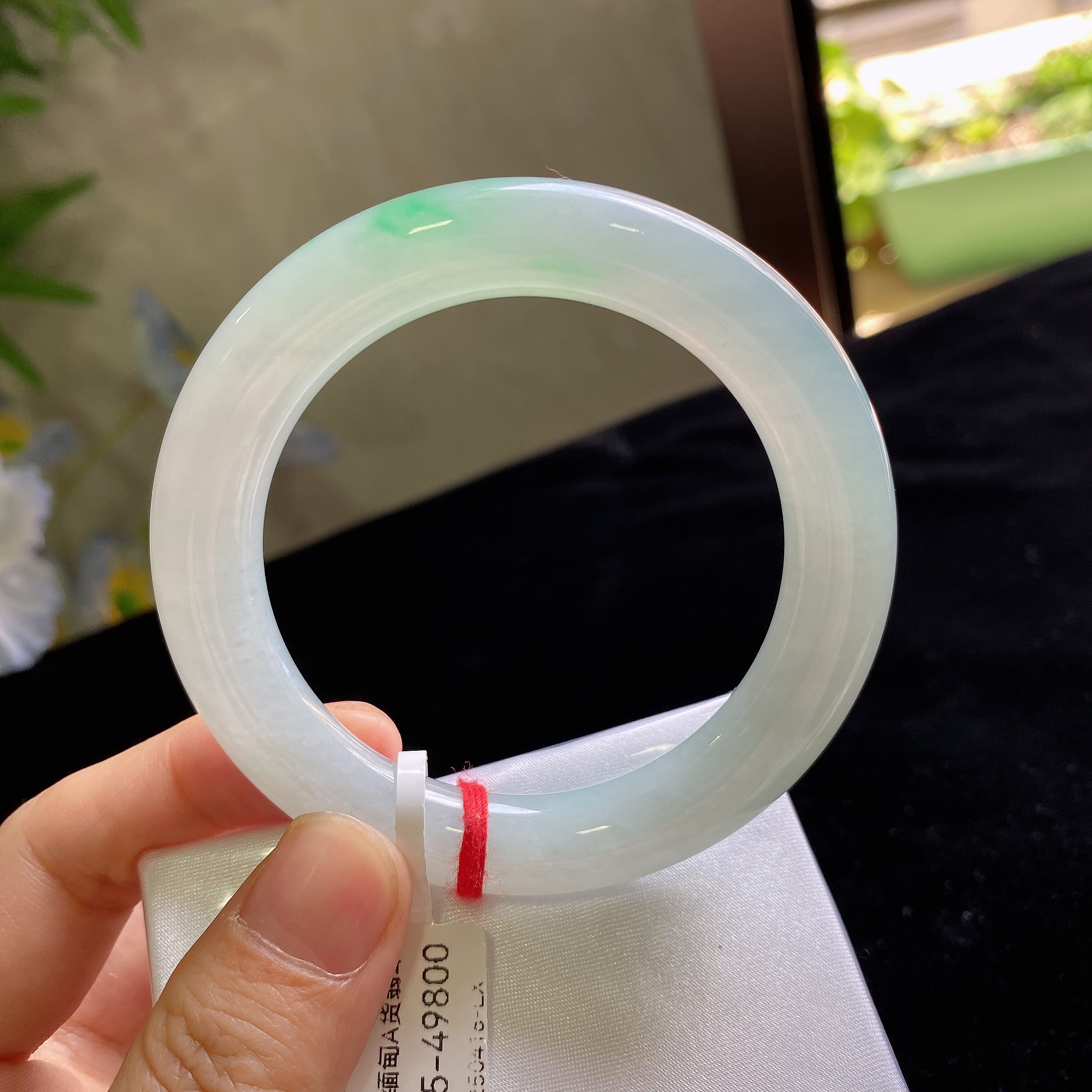 缅甸天然A货翡翠上等玉手镯子翡翠直播间上新品圆条高货阳绿54mm