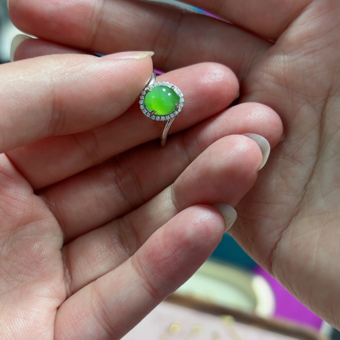 和田玉戒指银S925镶嵌