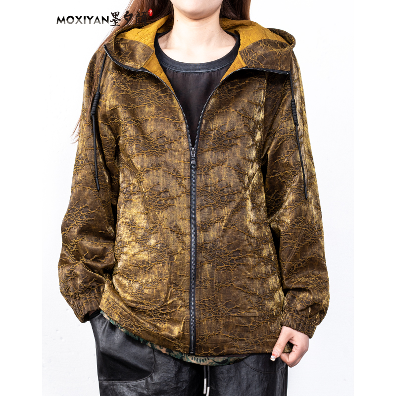 【墨夕颜】2025新款桑蚕丝香云纱 金盏绿 锦油绸帽衫-MH-732