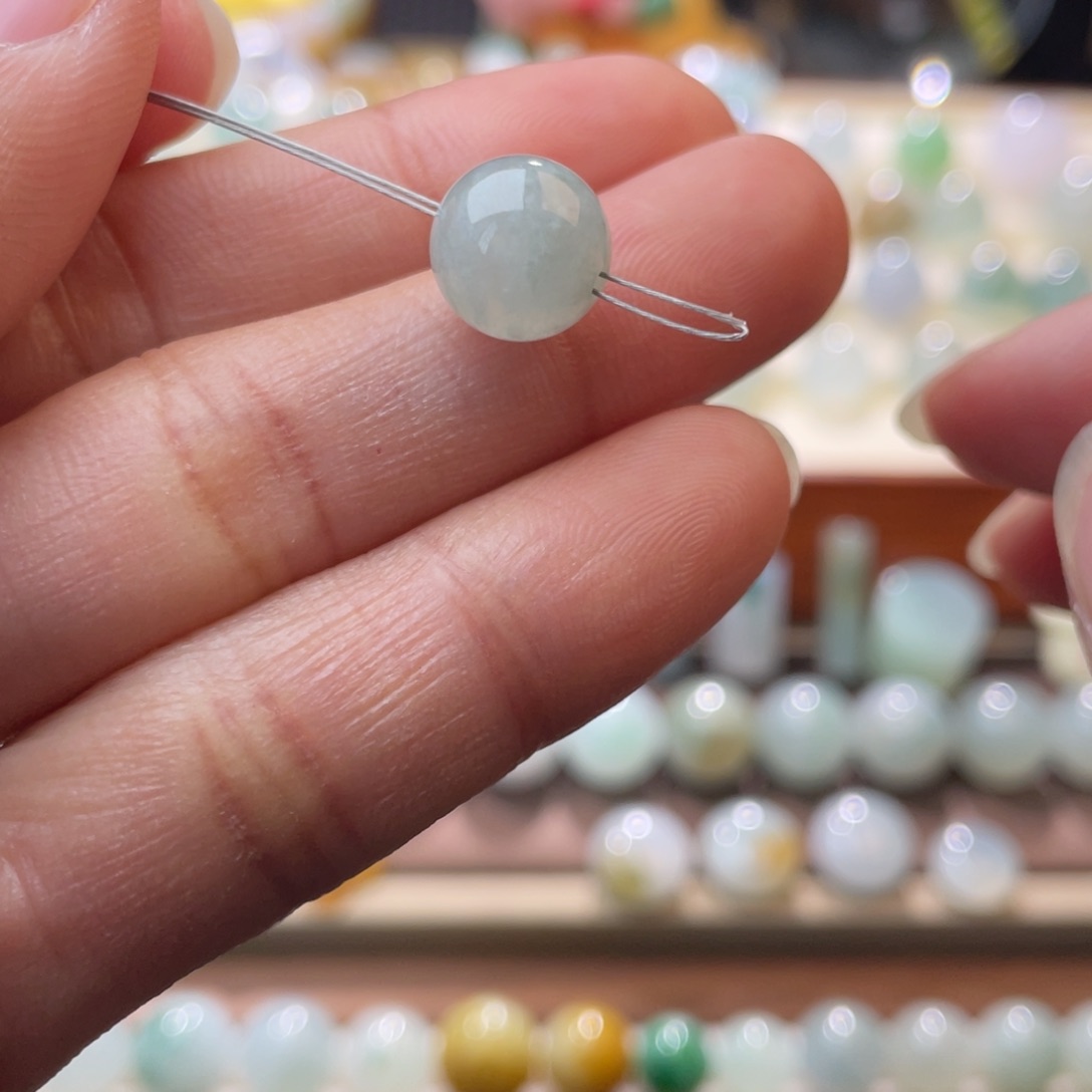 翡翠散珠老坑种特色雪花棉9.3mm