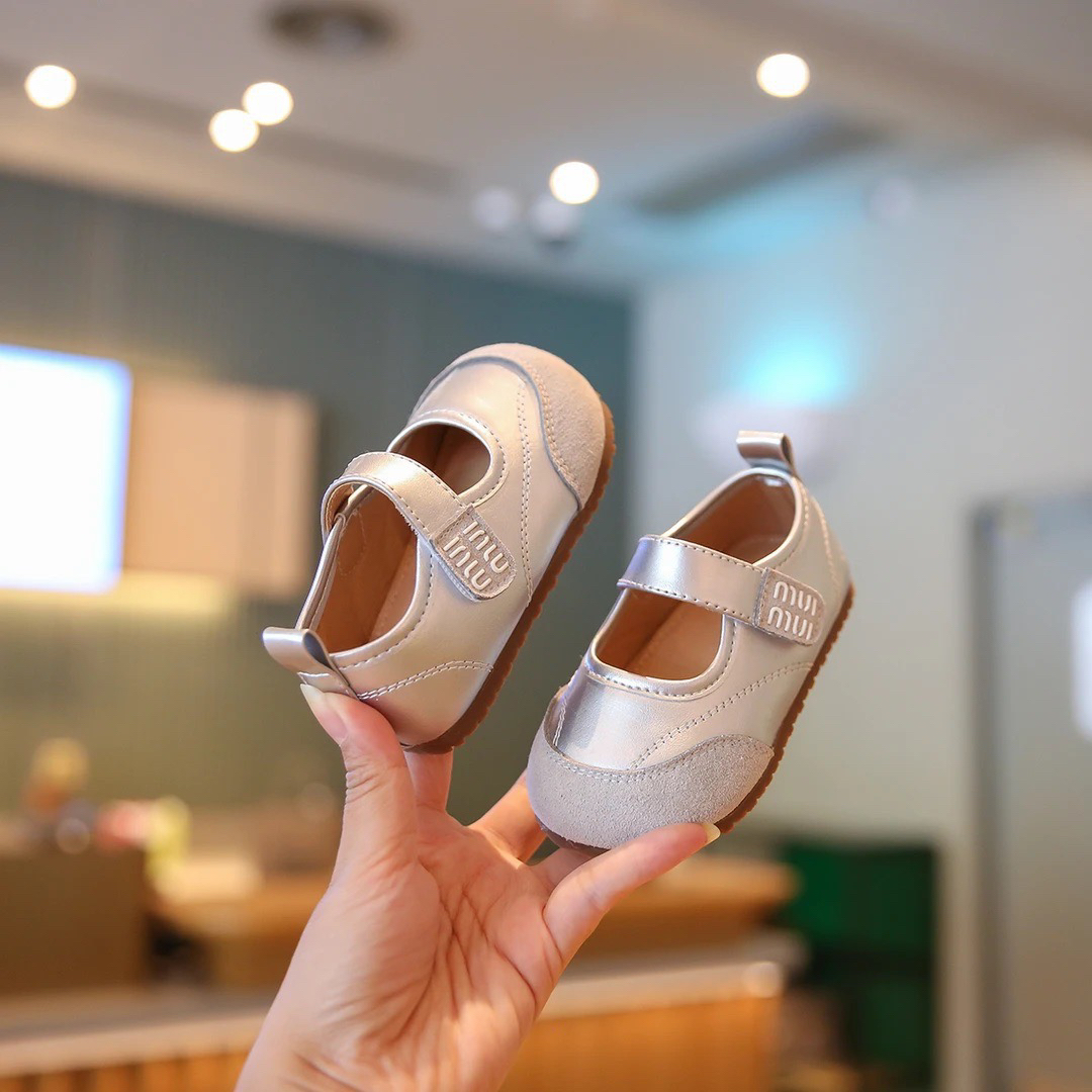 韩版欧若风女童宝宝皮鞋拼接磨砂皮婴儿学步鞋2025秋浅口公主鞋