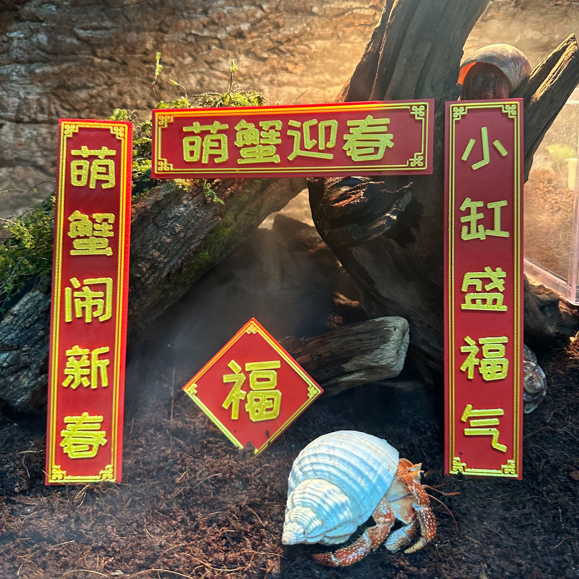 由野后生寄居蟹缸新春2026对联3D打印定制设计