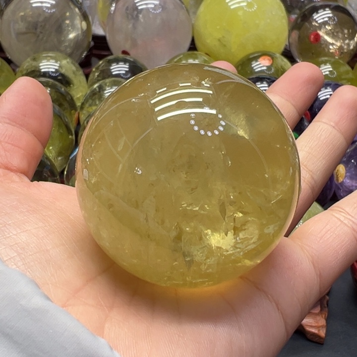 水晶未镶嵌珠宝半成品MM黄水晶球C1438