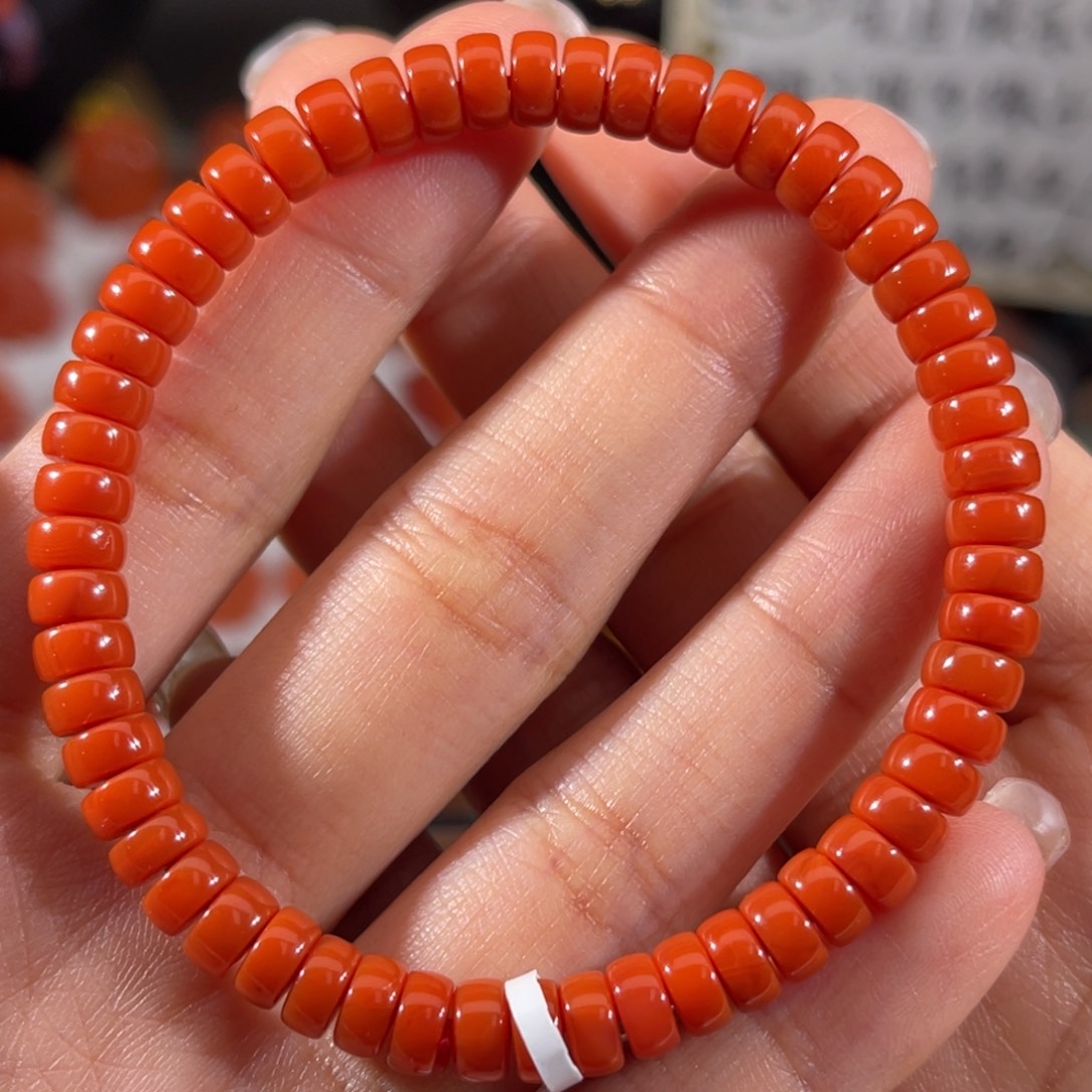 南红玛瑙未镶嵌直切药片手串 6mm