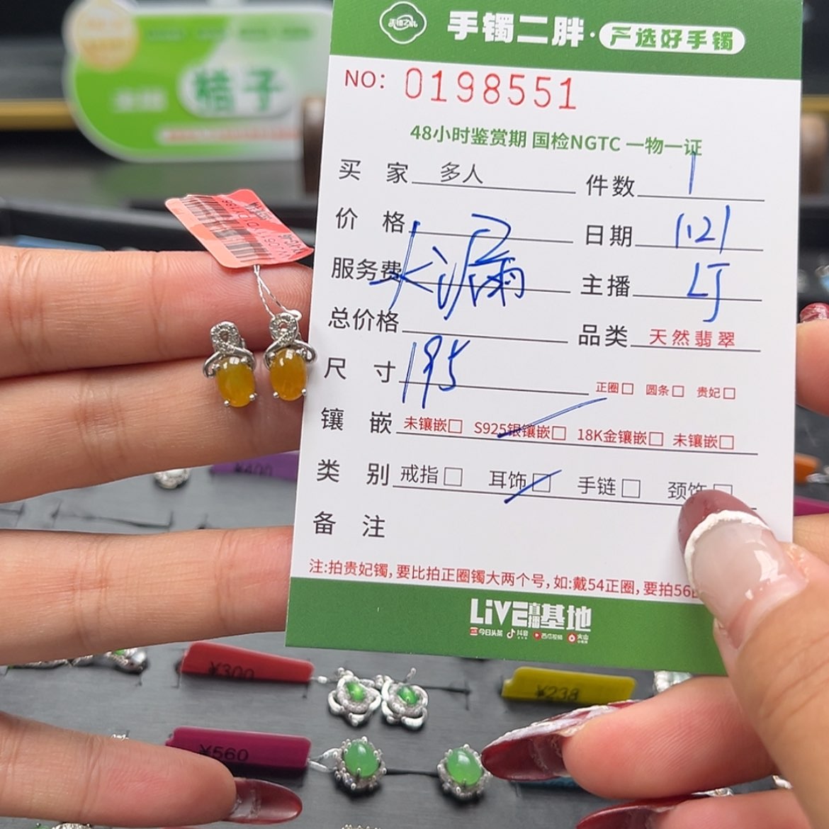 【闪购商品】翡翠耳饰银S925镶嵌多人