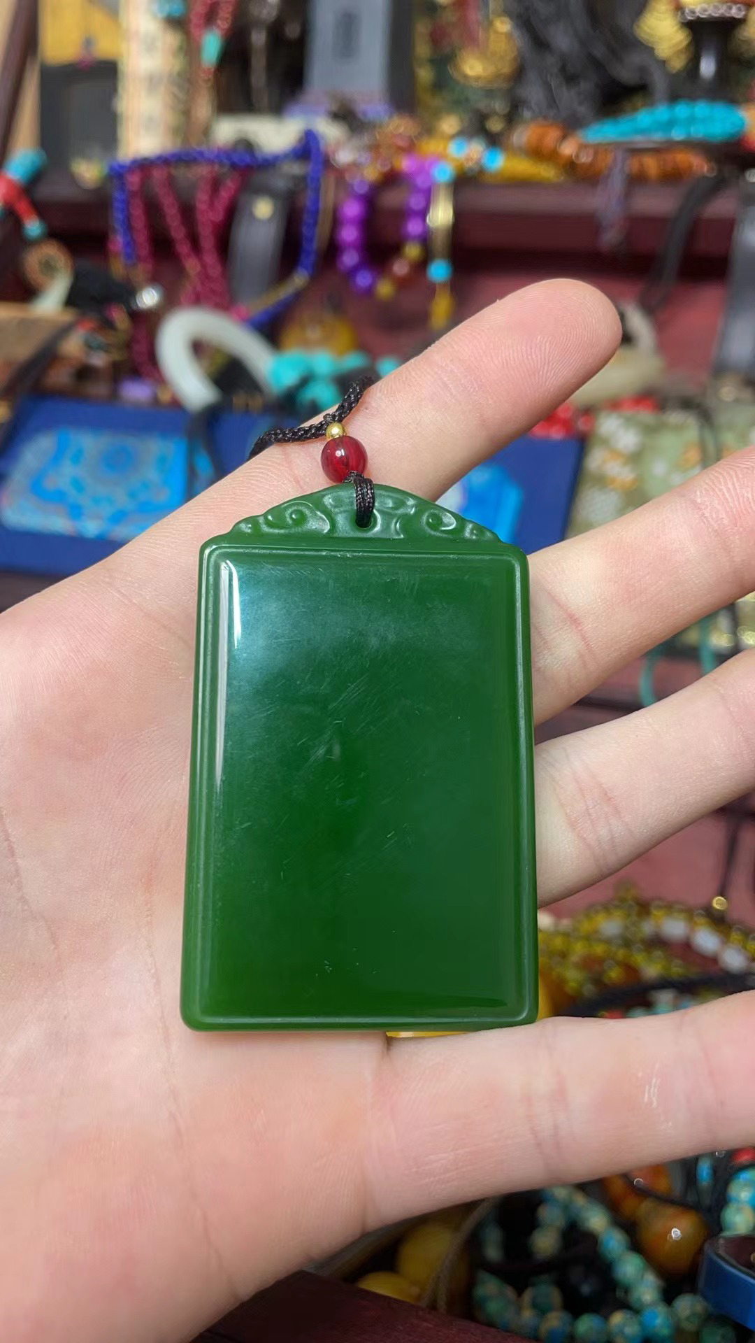 【鹏毅】直播精选和田玉碧玉无事牌