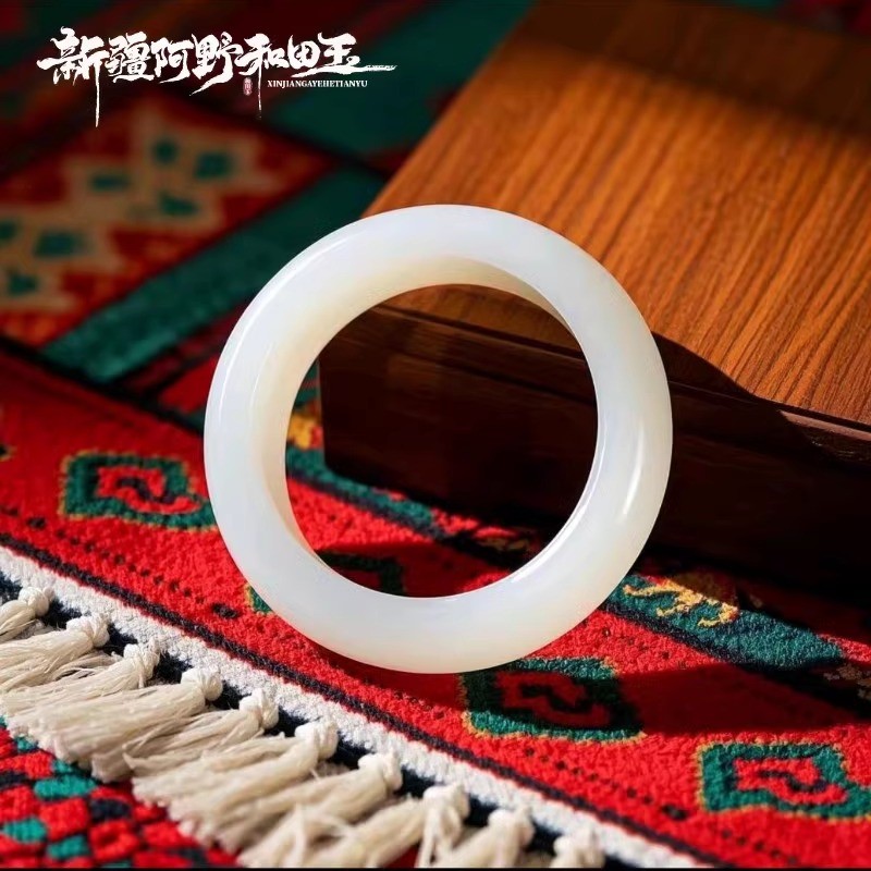 【阿野和田玉】产地新疆和田玉手镯女款一级羊脂白玉天然气质玉镯子