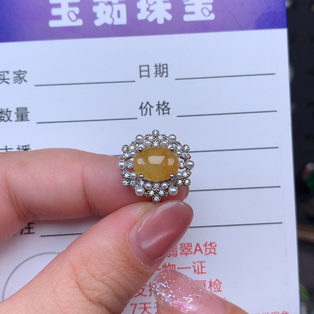 翡翠戒指银S925镶嵌戒指925