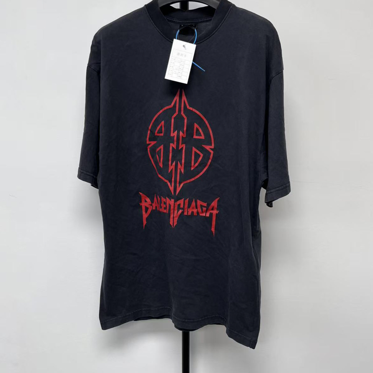 未使用 Balenciaga/巴黎世家 字母Logo图案印花短袖T恤 01675