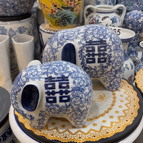 【闪购商品】摆件青花瓷喜字象，一对两个。福利