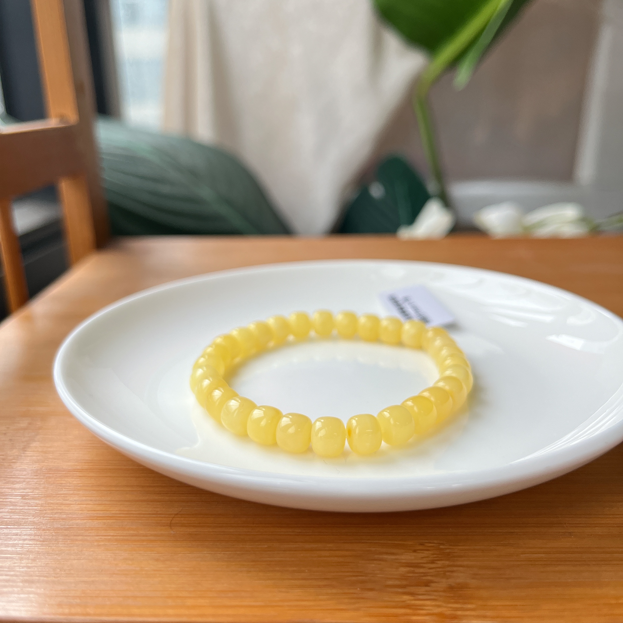 【郭老师】约7mm6g俄料鸡油黄蜜蜡老型珠单圈手串