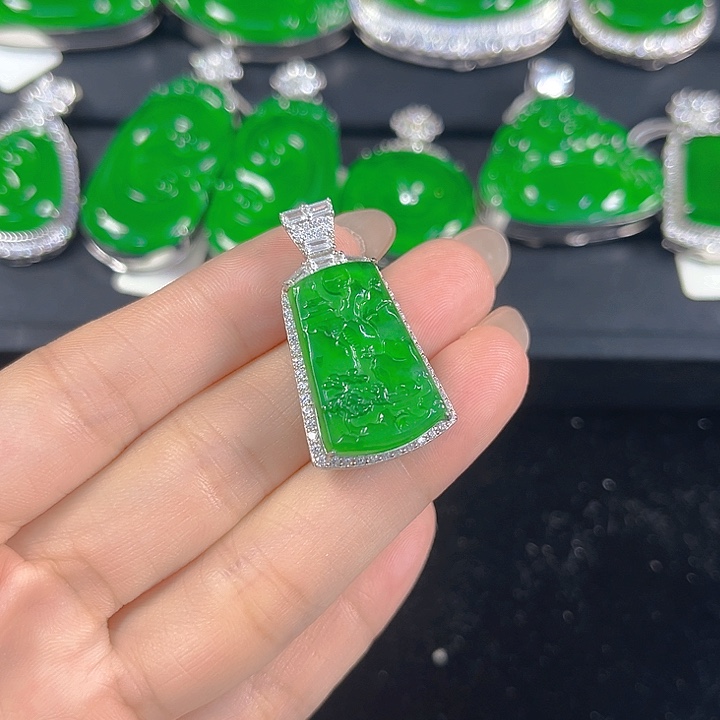 翡翠银S925镶嵌吊坠(不含链)