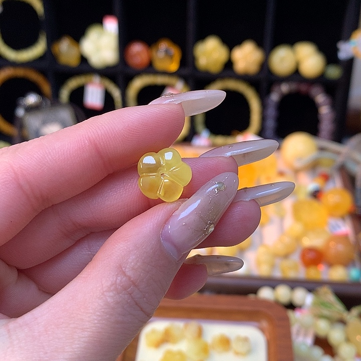 琥珀手链未镶嵌蜜蜡小花单个