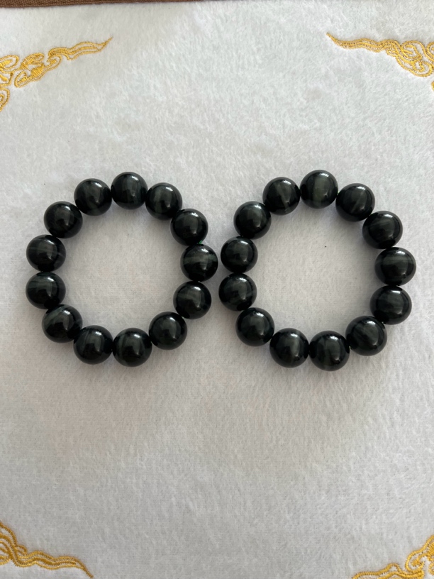 和田玉新疆山料聚墨青花一线天（多样性发货拍一发一）15.5-16.0MM