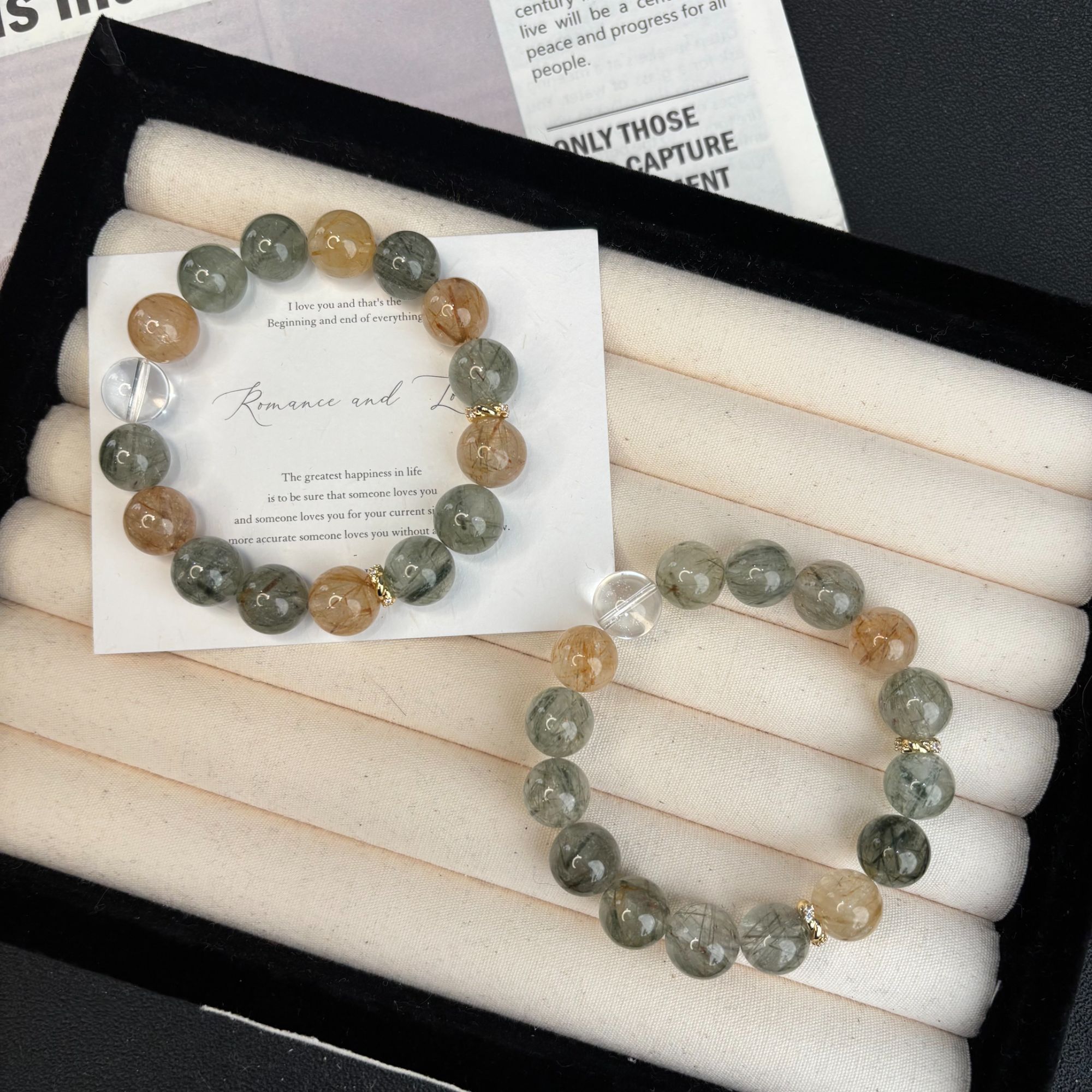 [远山行]天然水晶绿发晶轻奢手链多样性发一 T1327