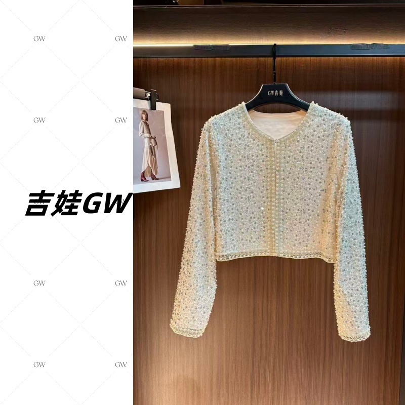 GW新款轻奢高定手工钉珠片重工名媛上衣短外套8273