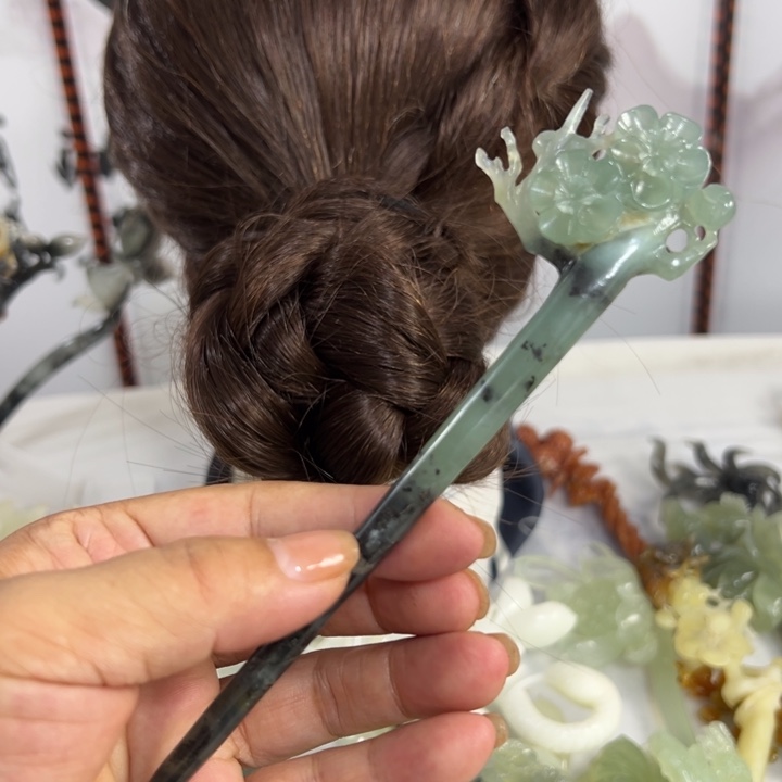 蛇纹石玉未镶嵌发饰