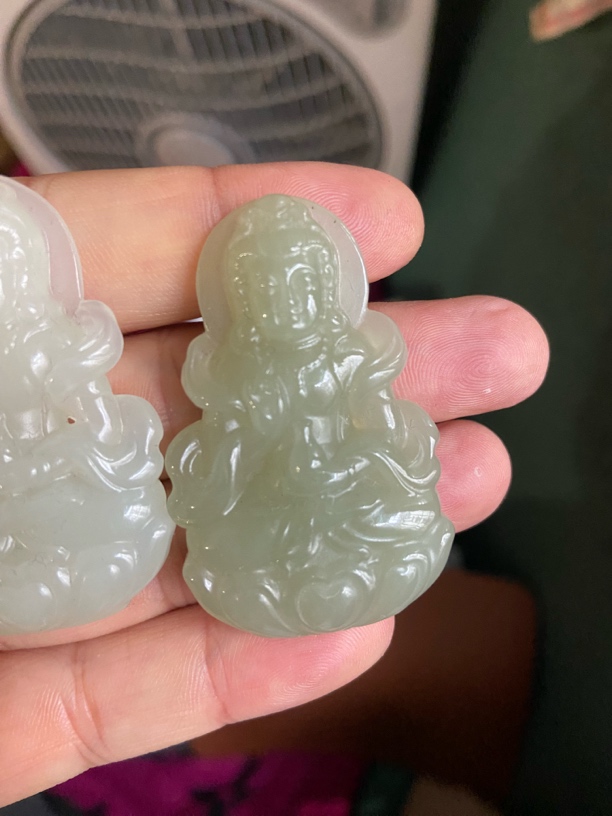 30*50mm观音，和田玉青海料晴水，多样性发其一