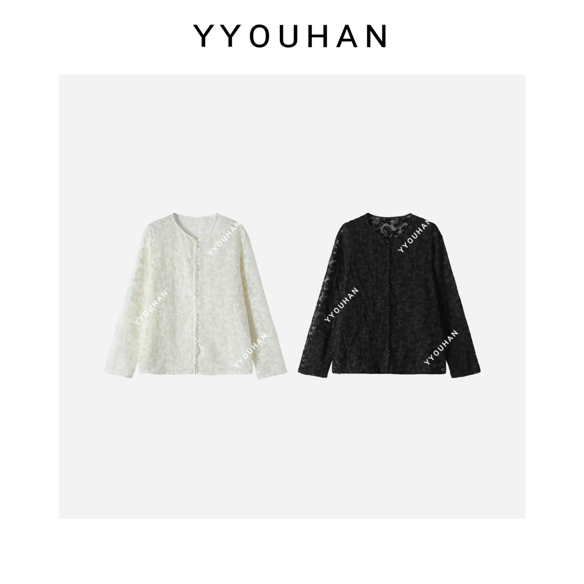 HAN YU 2024春款 设计感镂空长袖衬衫  2402B347