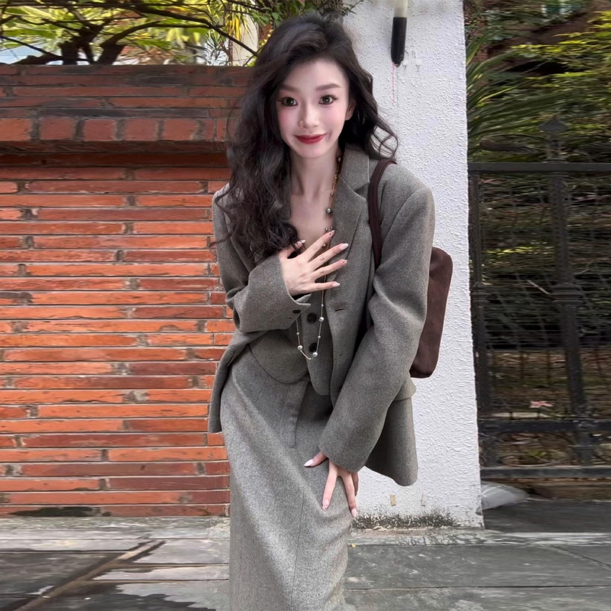 【云舒】韩系高级感灰色西装套装裙子女秋季2025新款巨好看气质一