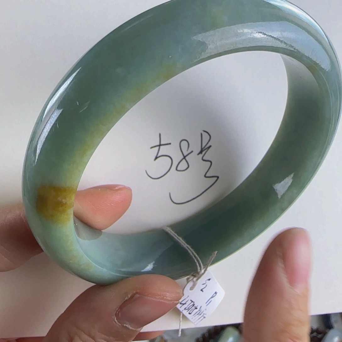 翡翠手镯未镶嵌老坑58.3圈老蓝水